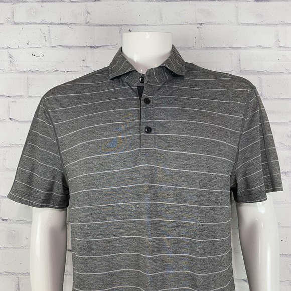 Lululemon Shirt Men's Large Polo Short Sleeve Grey Logo Athleta Performance - Picture 1 of 10
